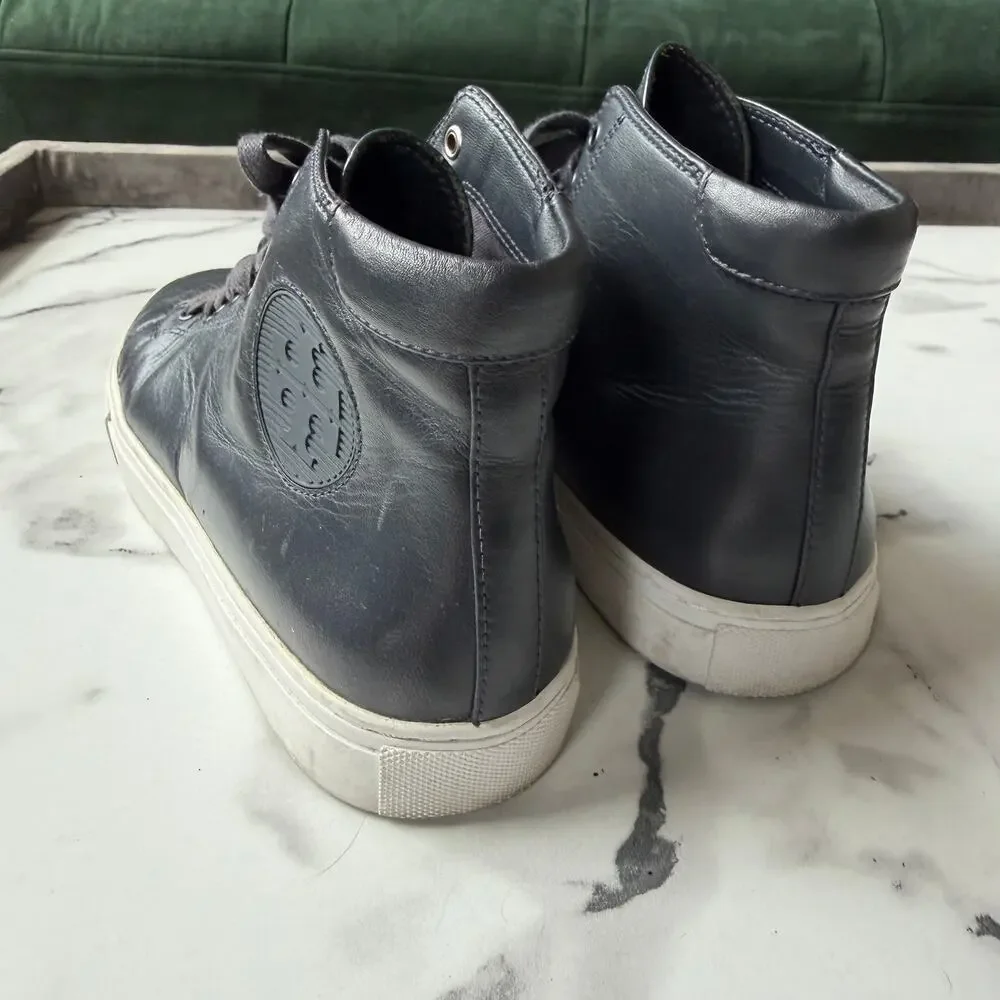 Tory Burch Nola Navy Leather High Top Sneakers Size 6.5